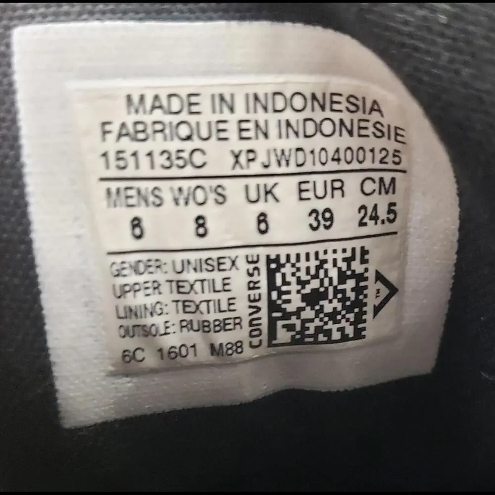 Unisex‎ Converse Ivory Canvas Black Label High St Parchment 151135C Size 6M 8W - Picture 7 of 7